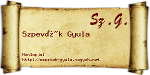 Szpevák Gyula névjegykártya